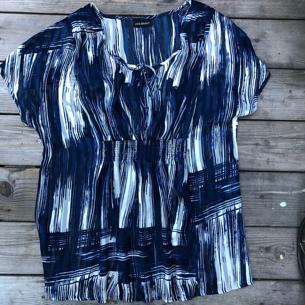 Lane Bryant blue and white top